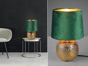 Lampada da tavolo a LED stile country verde/oro base in Vetroceramica paralume in velluto lampada da comodino