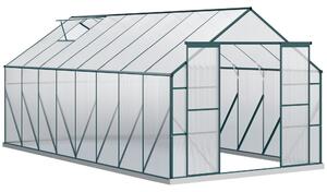 Brugel Serra da Giardino in Policarbonato Metallo e Alluminio Anti-UV e Antivento 244x500x216cm Verde - 533V01845