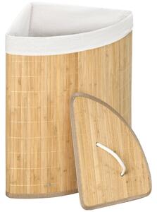 Cesto Portabiancheria con Coperchio 38x38x57 cm in Bambù e Tessuto Colore Legno