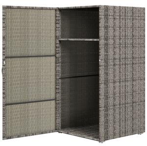 Armadio da Giardino 2 Vani 60x63x120 cm in Rattan PE Grigio