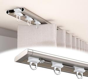 Binario per tende a soffitto, alluminio, a una guida, lunghezza 3,9 metri, colore champagne