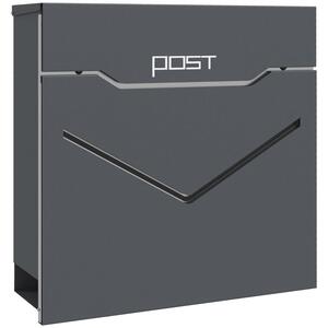 Cassetta Postale con Fessura a V 37x10,5x37 cm in Acciaio Grigia