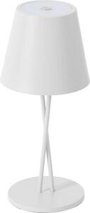 Lindby Lampada da tavolo ricaricabile a LED Janea CROSS, bianco, metallo