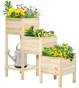 Fioriera 3 Livelli da Esterno 125x45x108 cm in Legno di Abete Naturale