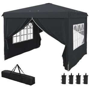 Gazebo Pieghevole 3x3m in Metallo Grigio