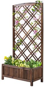 Fioriera da Esterno con Traliccio 60x30x122,5 cm in Legno Marrone