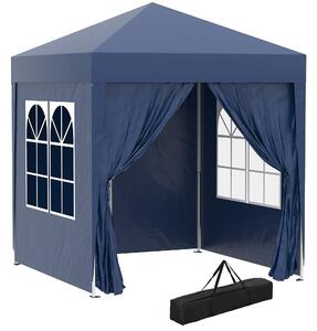 Gazebo Pieghevole Pop Up 2x2m in Poliestere e Acciaio Blu