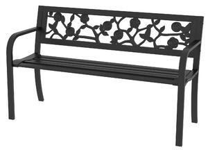 Panchina da Giardino 2 Posti 127x50x75 cm in Acciaio Nero