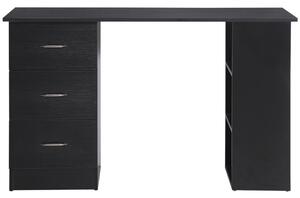 Scrivania PC da Ufficio 3 Ripiani 3 Cassetti 120x49x72 cm in Legno MDF Nera