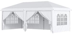 Gazebo Pieghevole 6x3m Funi e Picchetti Bianco