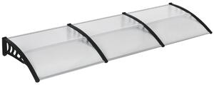 Pensilina Tettoia 303x96x27 cm in Policarbonato Alluminio e PP Nera e Trasparente