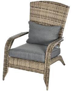Sedia da Giardino 64x80x90 cm in Rattan e Acciaio Marrone e Grigio