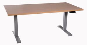 Scrivania da ufficio regolabile in altezza, colore nero, piano in legno impiallacciato effetto noce, dimensioni 160x80 cm