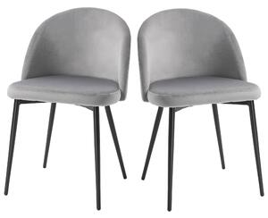 Set 2 Sedie Imbottite 49x50x77 cm in Velluto Grigio