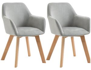 Set 2 Sedie Imbottite 54x57x80 cm in Velluto e Legno Grigio