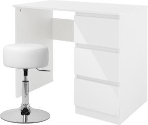 ML-Design scrivania con sgabello, bianco, scrivania per computer con 3 cassetti, sgabello imbottito Sgabello Ø33cm girevole regolabile in altezza 52-65cm