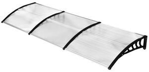 Pensilina Tettoia 122x89x24 cm in Policarbonato PP e Alluminio Nera e Trasparente