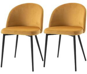 Set 2 Sedie Imbottite 49x50x77 cm in Velluto Giallo