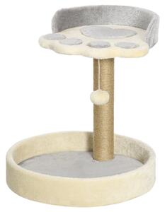 Albero Tiragraffi per Gatti con Lettini 41x41x44 cm In Corda in Juta e Peluche Grigio e Beige