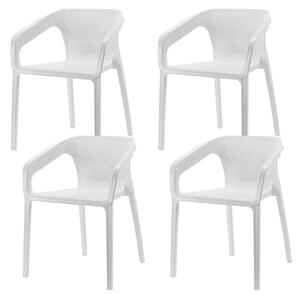 Set 4 Sedie da Giardino Impilabili 54x74x57 cm in Polipropilene Siena Bianca