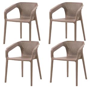 Set 4 Sedie da Giardino Impilabili 54x74x57 cm in Polipropilene Siena Tortora