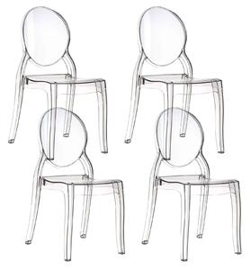Set 4 Sedie Impilabili 47x90x50 cm in Policarbonato Glass Trasparente