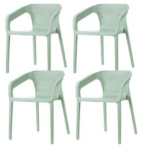 Set 4 Sedie da Giardino Impilabili 54x74x57 cm in Polipropilene Siena Salvia