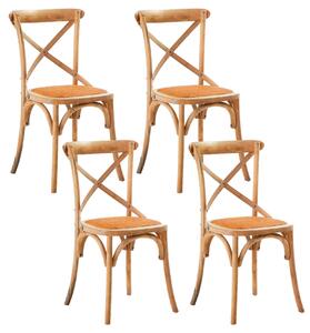 Set 4 Sedie Seduta in paglia 80x50x52 cm in Legno di Faggio Pompei Wood Natural