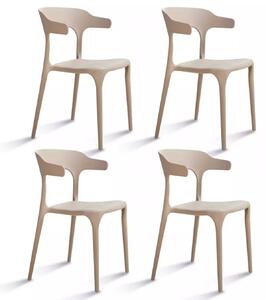 Set 4 Sedie Impilabili 50x75,5x52 cm in Polipropilene New America Tortora