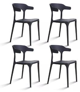 Set 4 Sedie Impilabili 50x75,5x52 cm in Polipropilene New America Nero