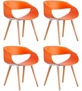 Set 4 Sedie in Polipropilene 45x71x60 cm Gambe in Faggio Fold Arancione