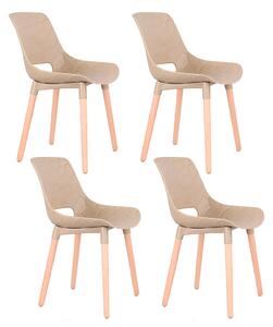 Set 4 Sedie in Polipropilene 46x81x47 cm Gambe in Faggio Nest Tortora