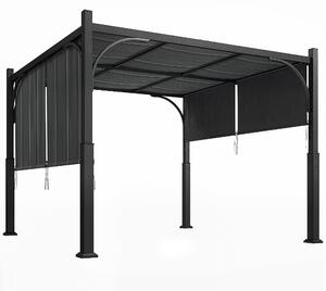 Outsunny Pergola da giardino 3x3 m con tenda scorrevole e struttura metallica, grigio scuro | Aosom Italy