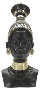 Statua Donna Masai Tribu 23x38,5x19 cm in Poliresina Nero/Oro