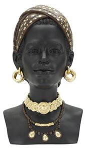Statua Donna Masai 19x30x18,5 cm in Poliresina Nero/Oro