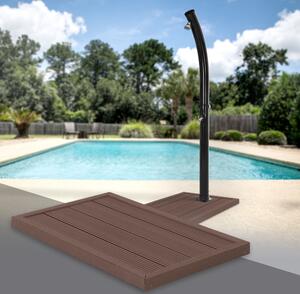 ML-Design Elemento a pavimento in WPC per doccia solare, scaletta o piscina, marrone, 101 x 63 x 5,5 cm, base antiscivolo, incl. materiale di installazione