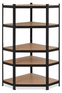 Nook - Scaffale angolare per carichi pesanti in metallo e MDF con 5 ripiani regolabili 180x75x40 cm