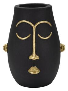 Vaso Tribal 24x31x22 cm in Poliresina Nero/Oro