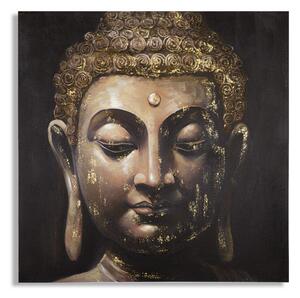 Dipinto su Tela Buddha 100x100x3 cm Cornice in Legno di Pino Multicolor