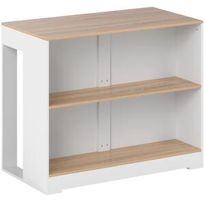 HOMCOM Tavolo da bar a 3 livelli con 2 scomparti aperti, 113x60x90 cm, bianco e naturale | Aosom Italy