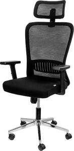 Poltrona ergonomica, sedia da ufficio girevole Furvero Norma BM/A1D/L1D/H1D regolabile con braccioli e poggiatesta integrati, supporto lombare, funzione oscillante, rete nera