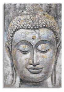 Dipinto su Tela Face Buddha Light 80x120x3 cm Cornice in Legno di Pino Multicolor