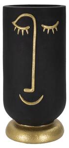 Vaso Tribal 21x45x21 cm in Poliresina Nero/Oro