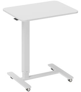 HOMCOM Scrivania a C regolabile in altezza con 4 ruote, 65x48x73-110 cm, bianco | Aosom Italy