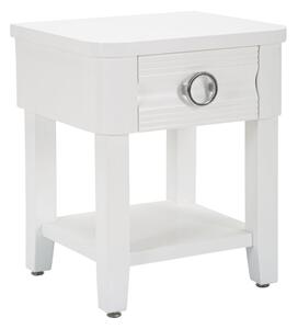 Comodino Shine 45x54x40 cm in Legno MDF e Metallo Bianco