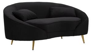 Divanetto 2 Posti Oslo con Cuscini Nero 148x68x84 cm in Poliestere Nero/Oro