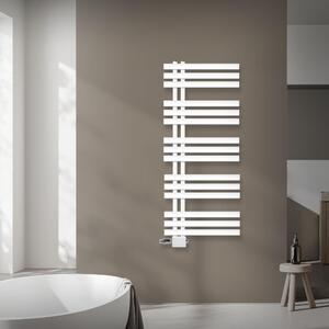 Radiatore da bagno LuxeBath Design, 500x1200 mm, bianco, set di collegamento termostatico ad angolo universale e passante, senza elemento riscaldante