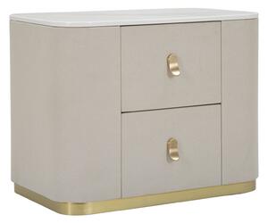 Comodino Beauty 60x47x40 cm in Legno MDF e Metallo Crema/Oro