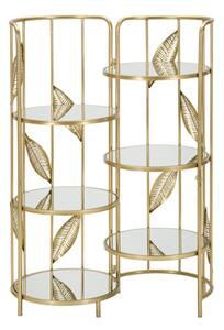 Libreria Leaf Double 73x90x35 cm in Ferro e MDF Oro