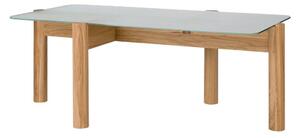 Tavolino da salotto di colore naturale con piano in vetro 55x105 cm Kob – noo.ma